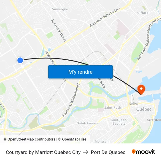 Courtyard by Marriott Quebec City to Port De Quebec map