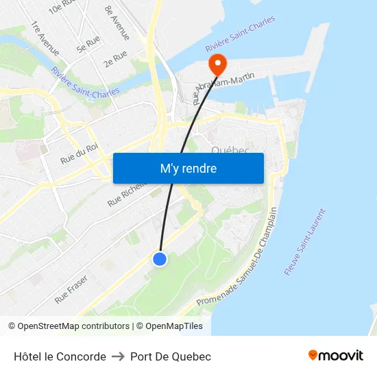 Hôtel le Concorde to Port De Quebec map