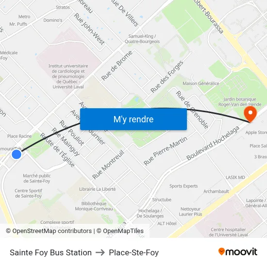 Sainte Foy Bus Station to Place-Ste-Foy map
