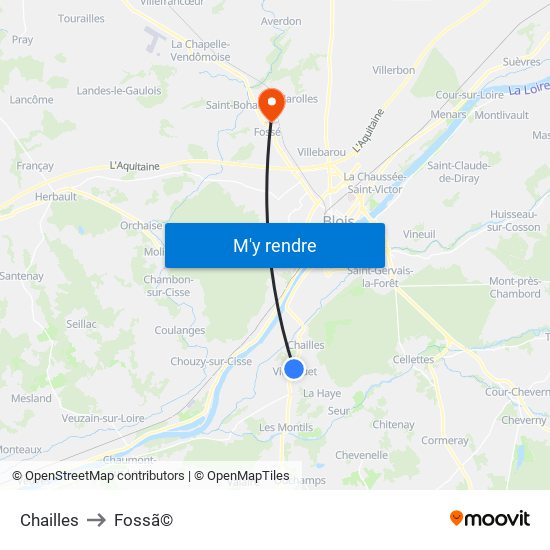 Chailles to Fossã© map