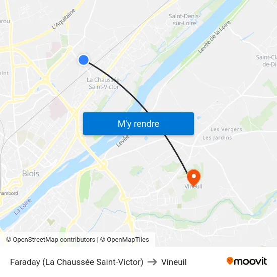 Faraday (La Chaussée Saint-Victor) to Vineuil map