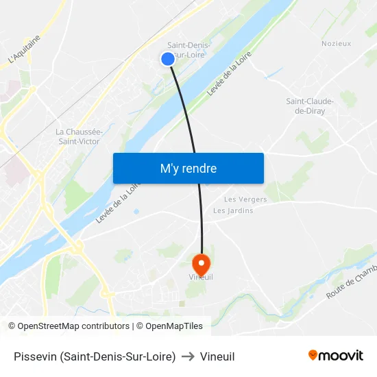 Pissevin (Saint-Denis-Sur-Loire) to Vineuil map