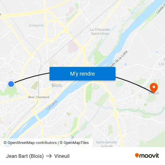 Jean Bart (Blois) to Vineuil map