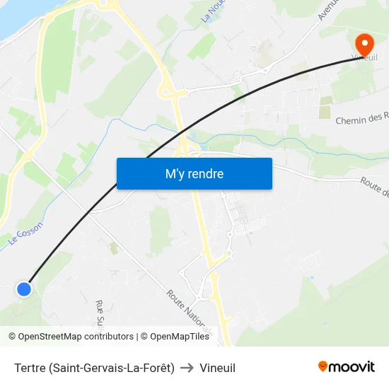 Tertre (Saint-Gervais-La-Forêt) to Vineuil map