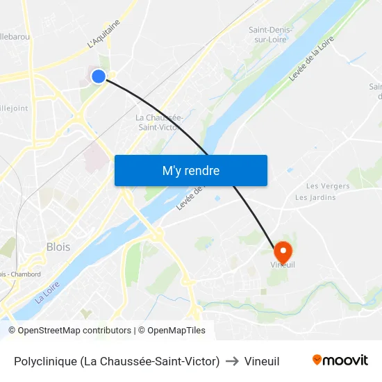 Polyclinique (La Chaussée-Saint-Victor) to Vineuil map