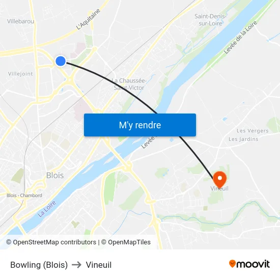 Bowling (Blois) to Vineuil map