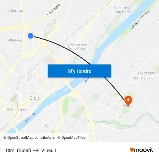 Cimi (Blois) to Vineuil map
