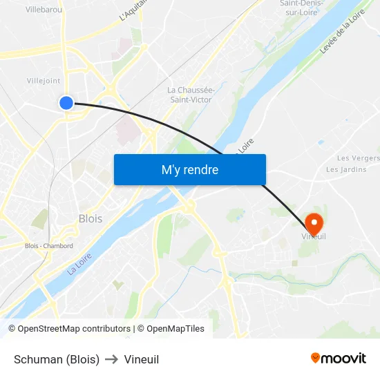 Schuman (Blois) to Vineuil map