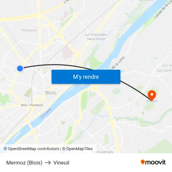 Mermoz (Blois) to Vineuil map