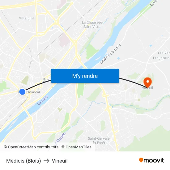 Médicis (Blois) to Vineuil map