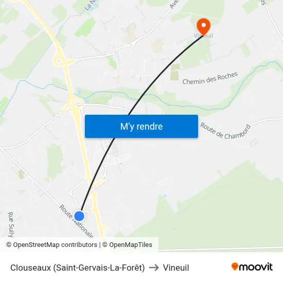 Clouseaux (Saint-Gervais-La-Forêt) to Vineuil map