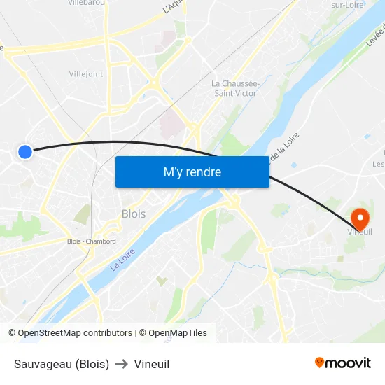 Sauvageau (Blois) to Vineuil map