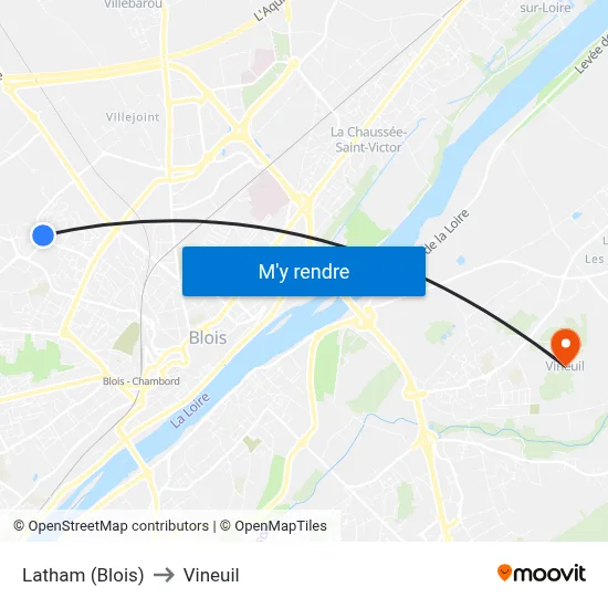 Latham (Blois) to Vineuil map