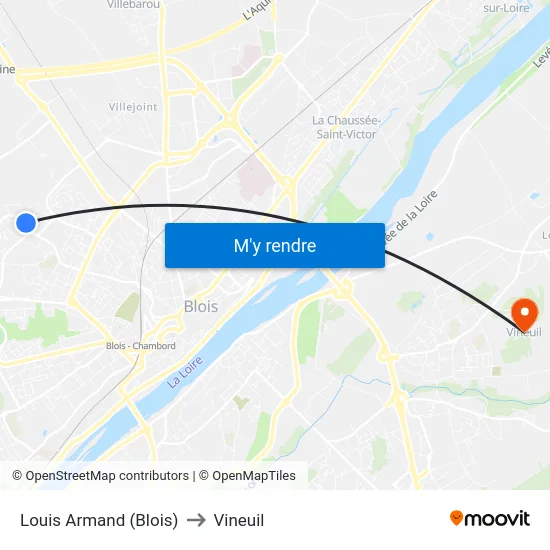 Louis Armand (Blois) to Vineuil map