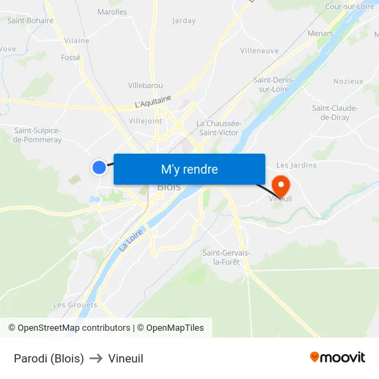Parodi (Blois) to Vineuil map