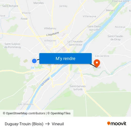 Duguay-Trouin (Blois) to Vineuil map