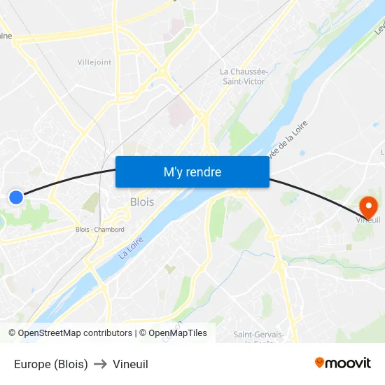 Europe (Blois) to Vineuil map