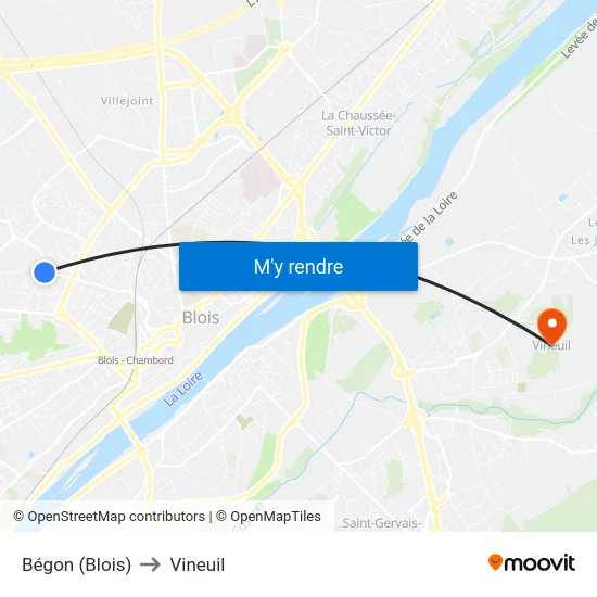 Bégon (Blois) to Vineuil map