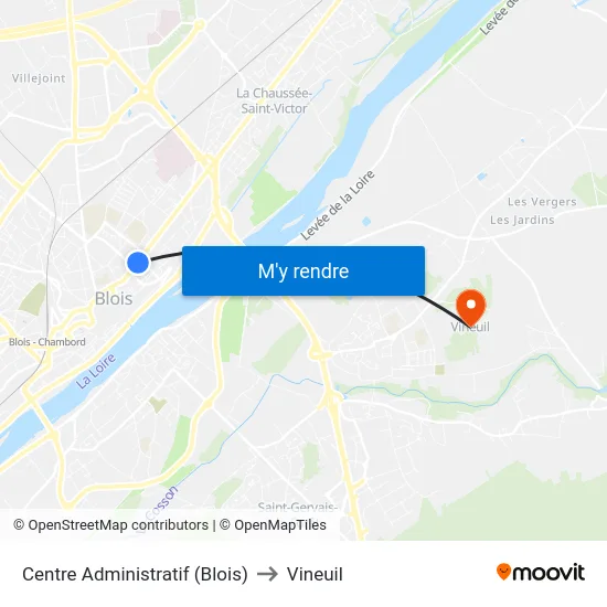 Centre Administratif (Blois) to Vineuil map