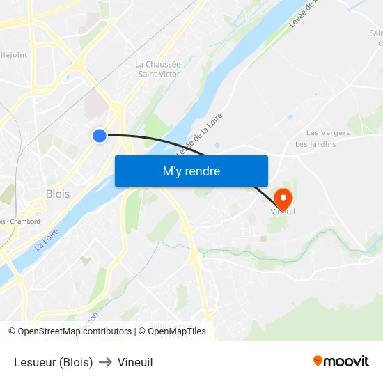 Lesueur (Blois) to Vineuil map