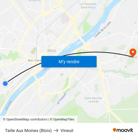 Taille Aux Moines (Blois) to Vineuil map