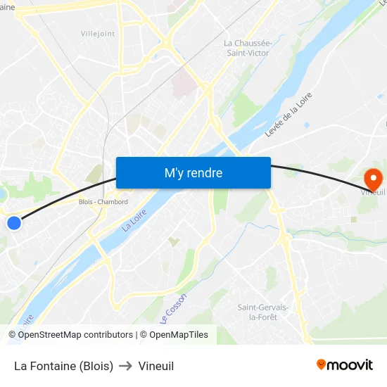 La Fontaine (Blois) to Vineuil map