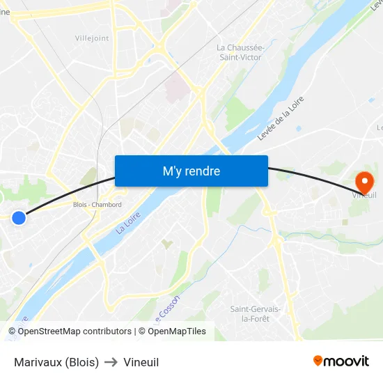 Marivaux (Blois) to Vineuil map