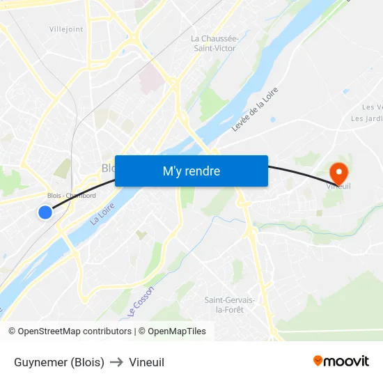 Guynemer (Blois) to Vineuil map
