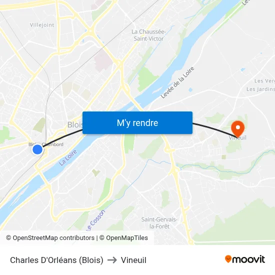 Charles D'Orléans (Blois) to Vineuil map