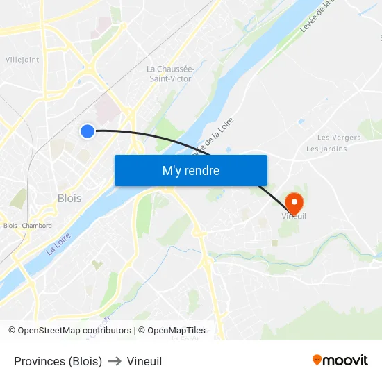 Provinces (Blois) to Vineuil map