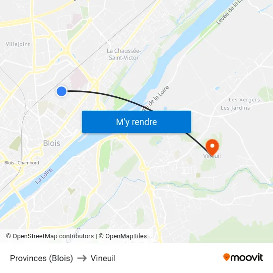 Provinces (Blois) to Vineuil map