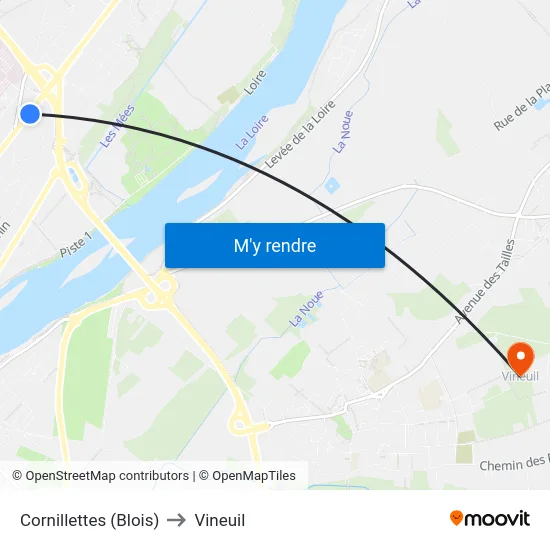 Cornillettes (Blois) to Vineuil map