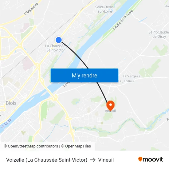 Voizelle (La Chaussée-Saint-Victor) to Vineuil map