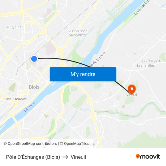 Pôle D’Échanges (Blois) to Vineuil map