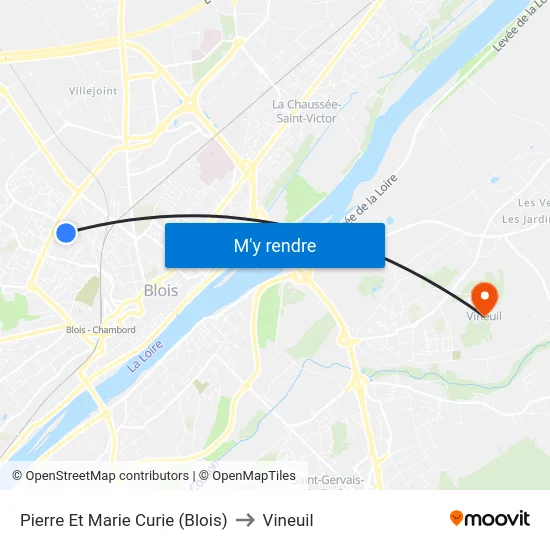 Pierre Et Marie Curie (Blois) to Vineuil map