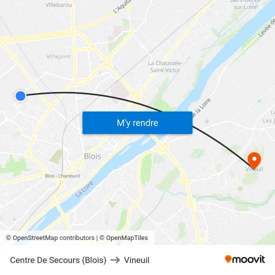 Centre De Secours (Blois) to Vineuil map