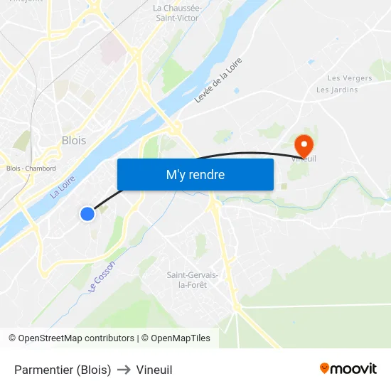 Parmentier (Blois) to Vineuil map