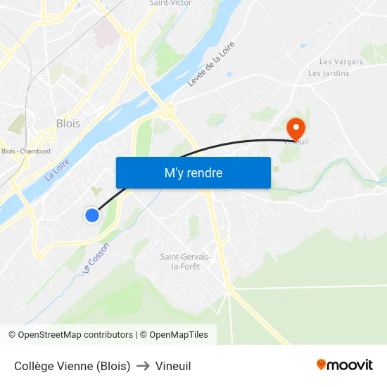 Collège Vienne (Blois) to Vineuil map