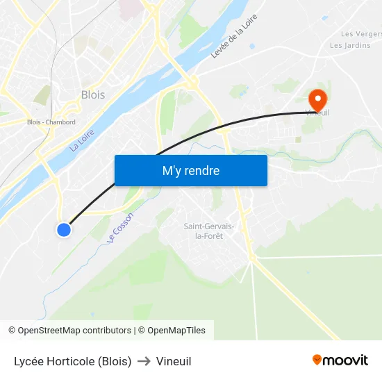 Lycée Horticole (Blois) to Vineuil map