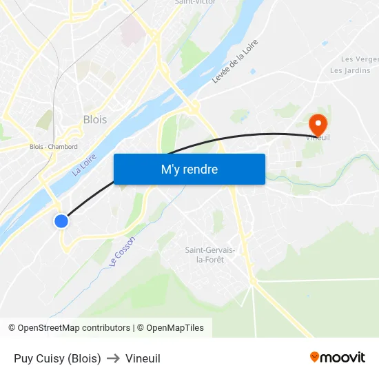 Puy Cuisy (Blois) to Vineuil map