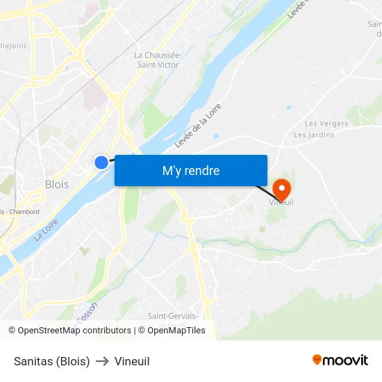 Sanitas (Blois) to Vineuil map