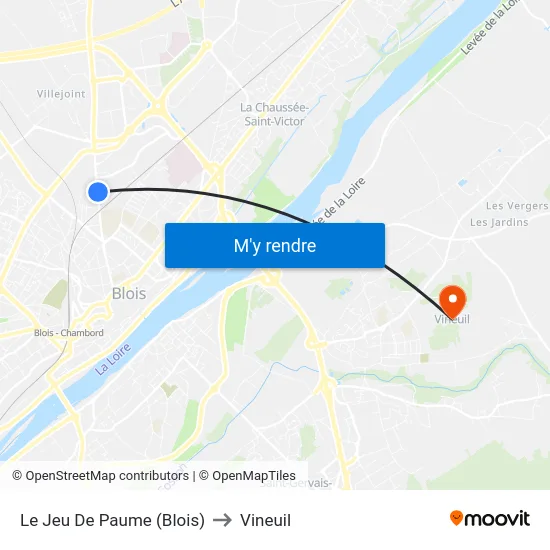 Le Jeu De Paume (Blois) to Vineuil map