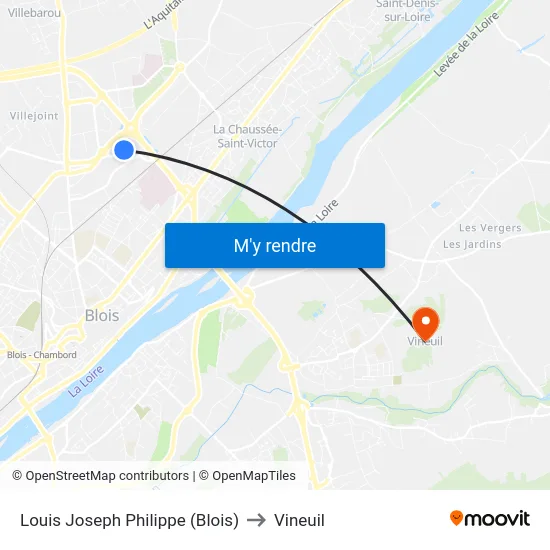 Louis Joseph Philippe (Blois) to Vineuil map