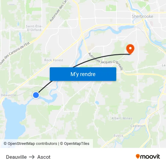 Deauville to Ascot map