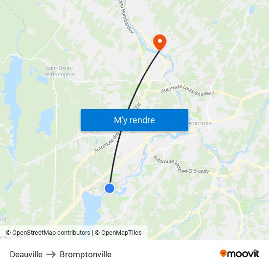 Deauville to Bromptonville map