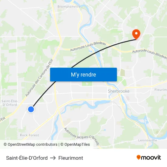 Saint-Élie-D'Orford to Fleurimont map