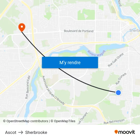 Ascot to Sherbrooke map
