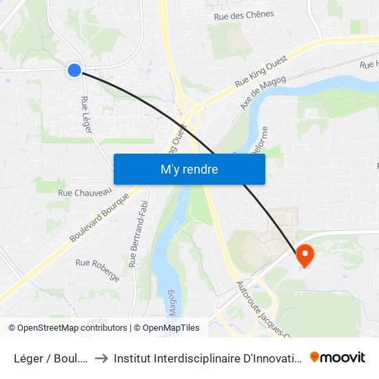 Léger / Boul. Industriel to Institut Interdisciplinaire D'Innovation Technologique (3it) map