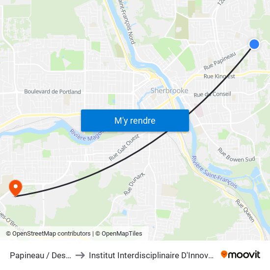 Papineau / Des Coquelicots to Institut Interdisciplinaire D'Innovation Technologique (3it) map