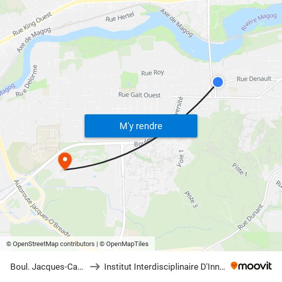 Boul. Jacques-Cartier Sud / Denault to Institut Interdisciplinaire D'Innovation Technologique (3it) map